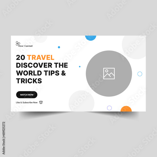 Customizable vector travel tips and tricks video thumbnail banner design, Fully editable vector eps 10 file format