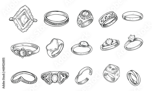 ring jewelry handdrawn illustration engraving