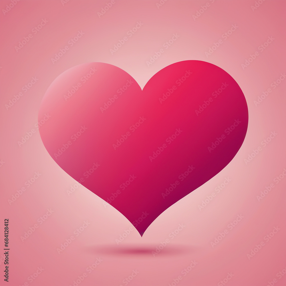pink and red heart on a pink background. Valentine's Day minimalist concept. Love concept. 
