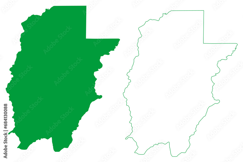 Fototapeta premium Novo Horizonte do Oeste municipality (State of Rondônia or Rondonia, RO, Municipalities of Brazil, Federative Republic of Brazil) map vector illustration, scribble sketch map