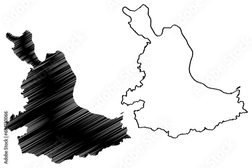 Eferding district (Republic of Austria or Österreich, Upper Austria or Oberösterreich state) map vector illustration, scribble sketch Bezirk Eferding map photo