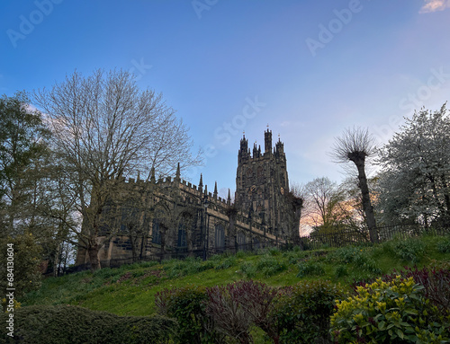 View of St Giles cathedral in the city of Wrexham  North Wales  UK