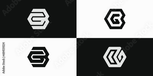 Abstract letter B G hexagon illustration logo vector photo