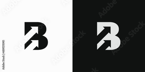 Vector logo illustration of abstract letter B with growth arrow