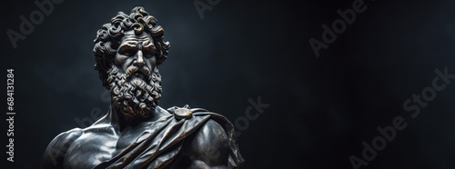 Portrait of a gentle and flawless stoic marble statue. Perfect for background and quotes. With copy space.