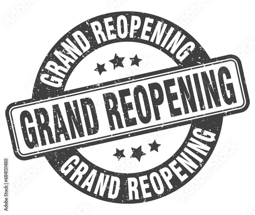 grand reopening stamp. grand reopening label. round grunge sign