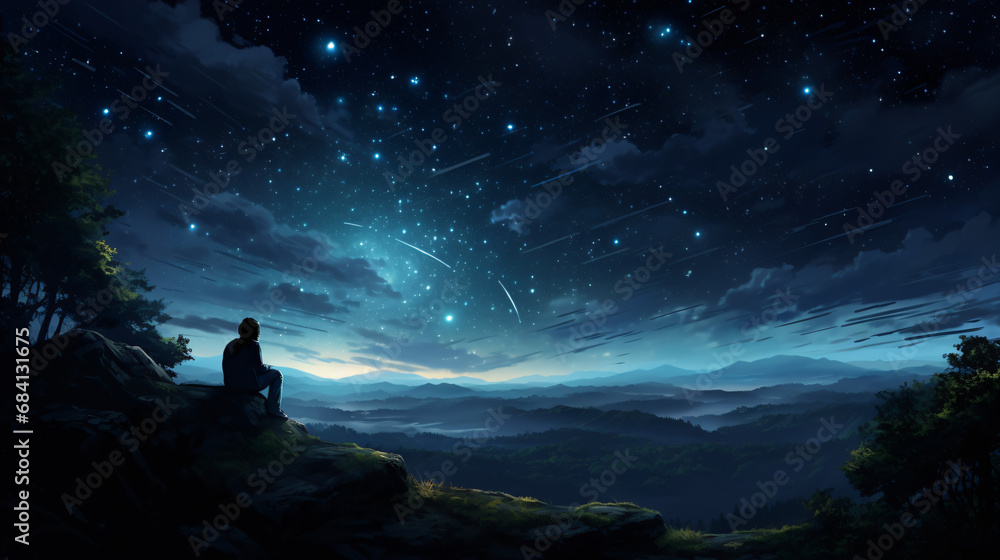 Alone night with stars