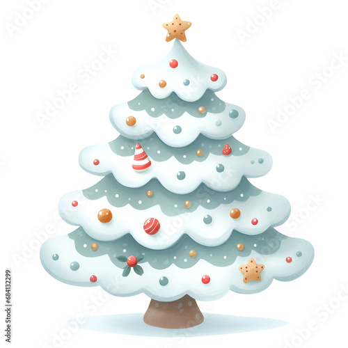Wallpaper Mural Christmas tree with colorful balls, confetti, star and gift boxes, watercolor holiday illustration isolated on white background, symbol winter, new year and Christmas, greeting card. Torontodigital.ca