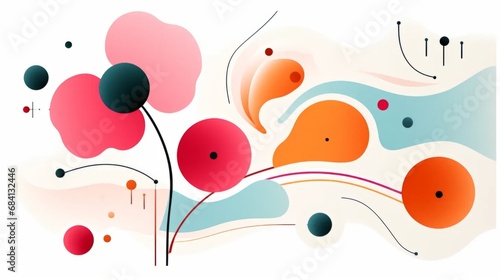 Abstract colorful floral shapes. Bright vibrant organic pattern. Simple naive style illustration.