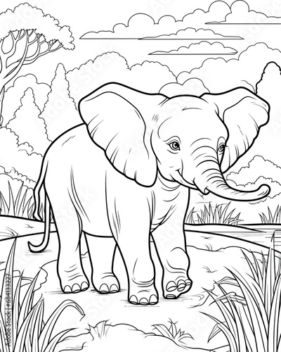 Fototapeta Naklejka Na Ścianę i Meble -  Elephant Animal Coloring Page