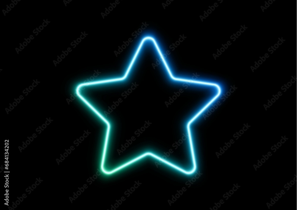 blue neon star isolated on white background. blue neon star isolated on white background.