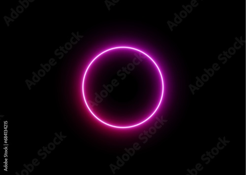pink neon circle isolated on white background.