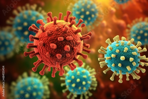 Microbiological 3D Render of EBV Herpes Virus - Cause of Infectious Mononucleosis and Burkitt's Lymphoma photo