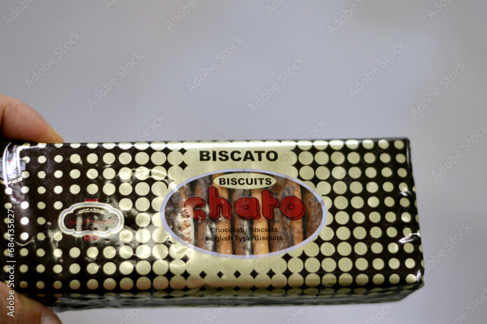Cairo, Egypt, November 23 2023 Biscato chato English type chocolate biscuits, delicious