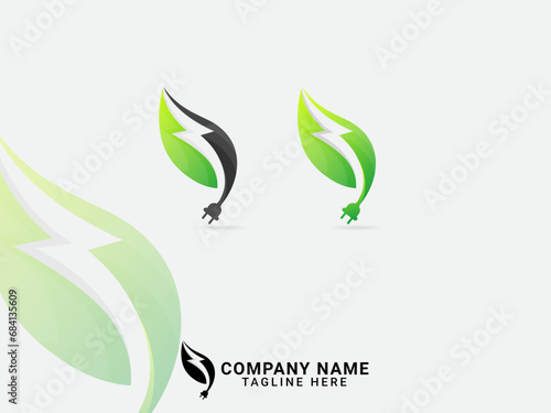 Eco energy logo. Leaf energy logo design. Natural. Business. Modern design. Leaf vector. Eco. Natural energy. Finance. Green color. Power