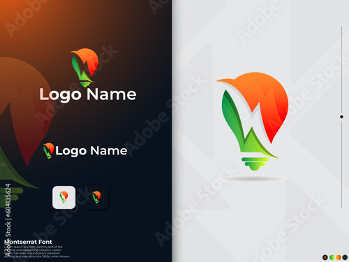 Energy bulb logo design. Bulb power. Business. Creative design. Colorful bulb vector art. Premium template. Electricity. Idea bulb. Eco. Power saving