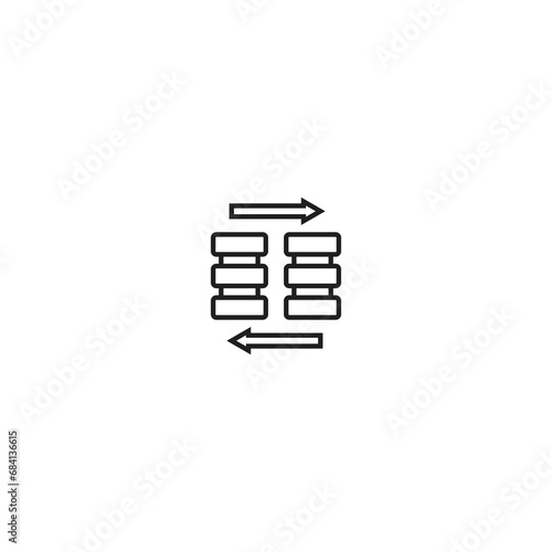 Database icon in flat style. Illustration on white isolated background. Network business concept.