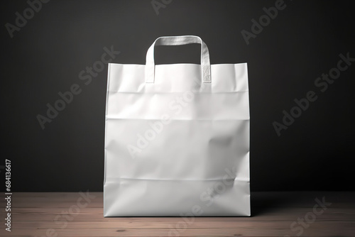 White paper bag mockup with simple dark background using generative AI 