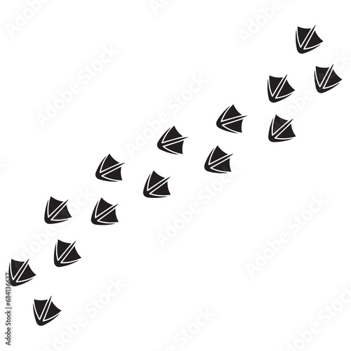 Duck animal foot print Black and white vector illustration design.