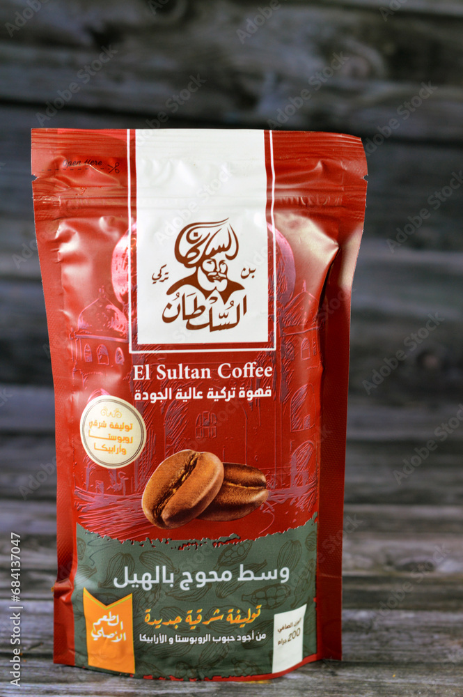Cairo, Egypt, November 24 2023 El Sultan medium Turkish coffee with