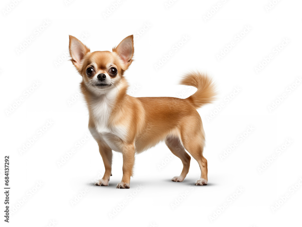 Purebred dog of Chihuahua breed in full size. Isolated on a white background.