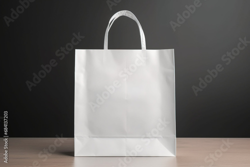 White paper bag mockup with simple dark background using generative AI 
