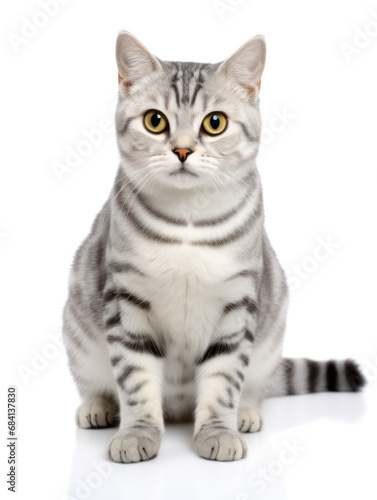 American Shorthair Cat Studio Shot Isolated on Clear Background
