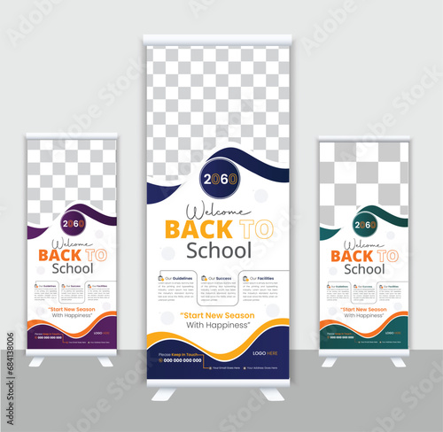 School admission rool up banner design redy dor tamplate photo