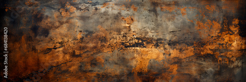 Aged grunge copper with rusty dark bronze texture on black  photo