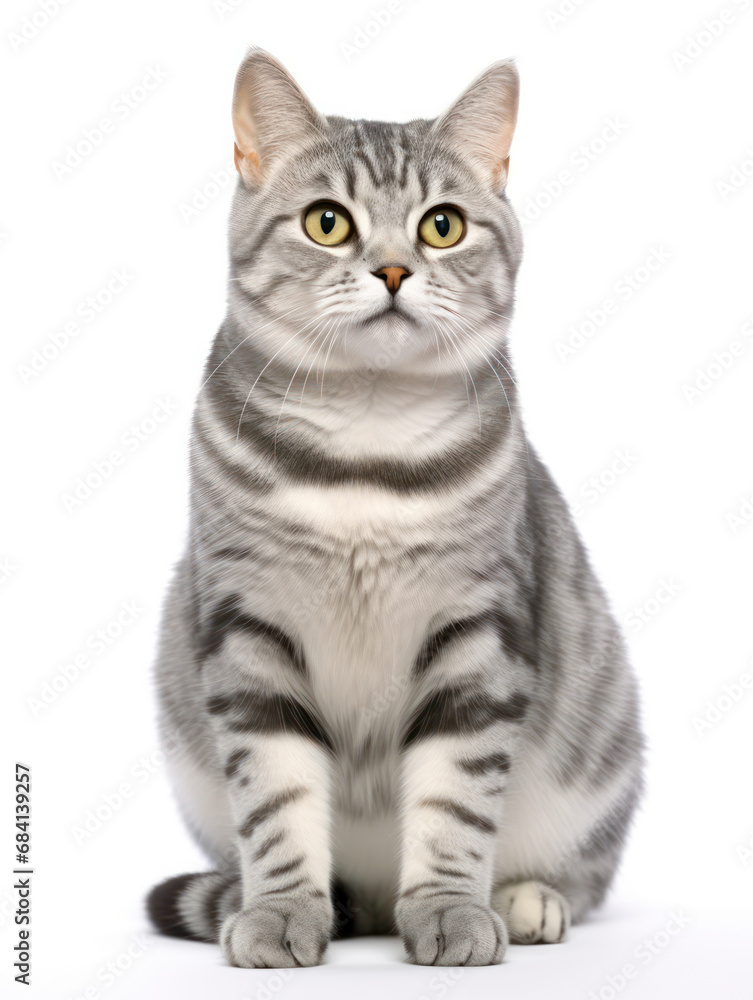 Obraz premium American Shorthair Cat Studio Shot Isolated on Clear Background