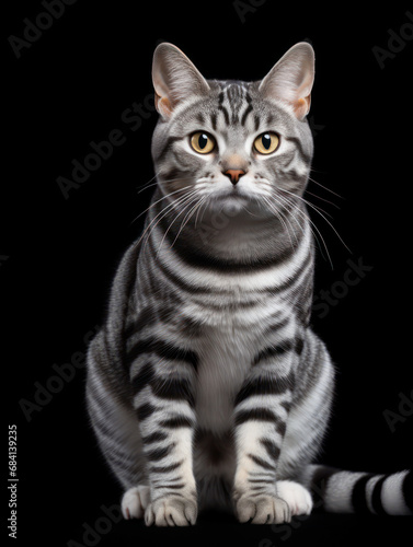 American Shorthair Cat Studio Shot Isolated on Clear Background © Vig