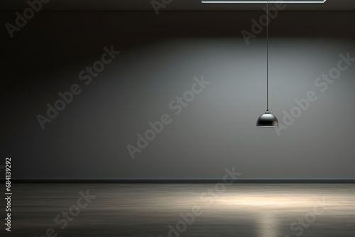 Mysterious Solitude: Unveiling The Aesthetic of an Empty Room Illuminated by a Single Lamp Generative AI photo