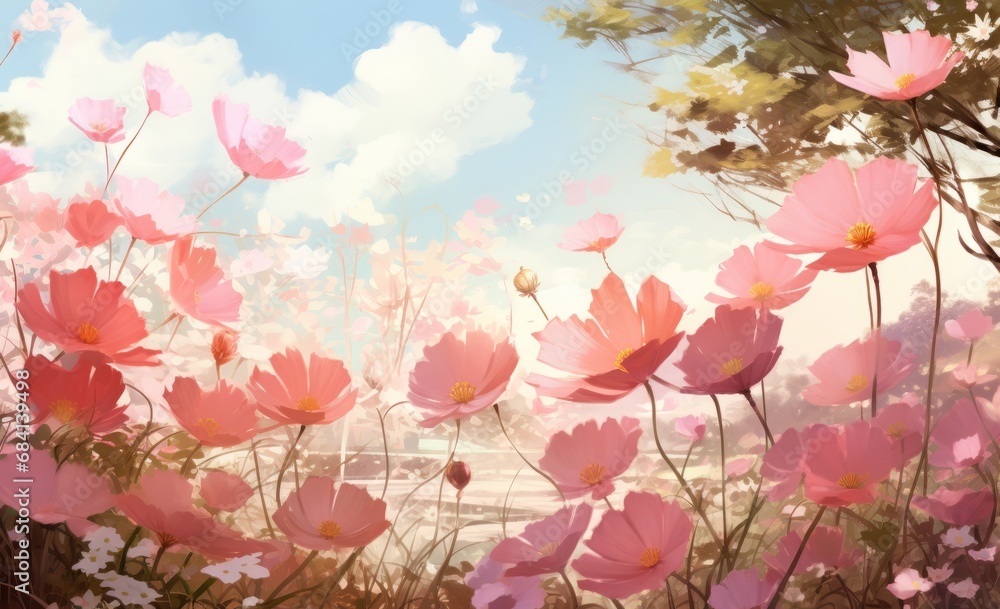 Breathtaking Display of Oversized Pink Blooms Bathed in Sunlight Generative AI Breathtaking Display of Oversized Pink Blooms Bathed in Sunlight Generative AI
