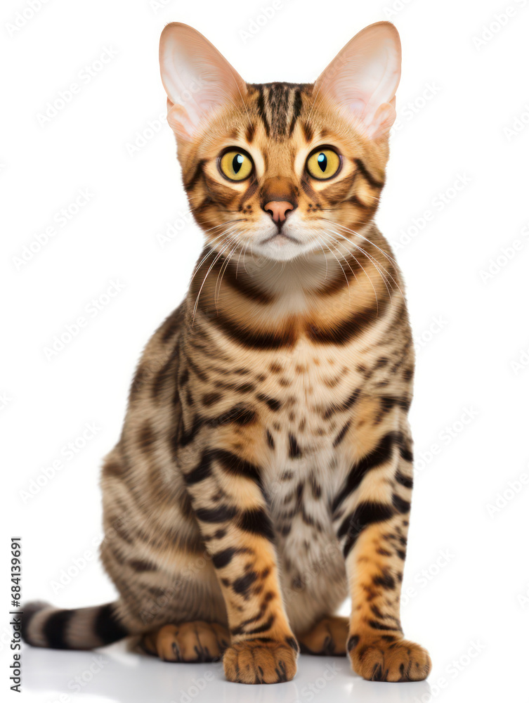 Fototapeta premium Bengal Cat Studio Shot Isolated on Clear Background