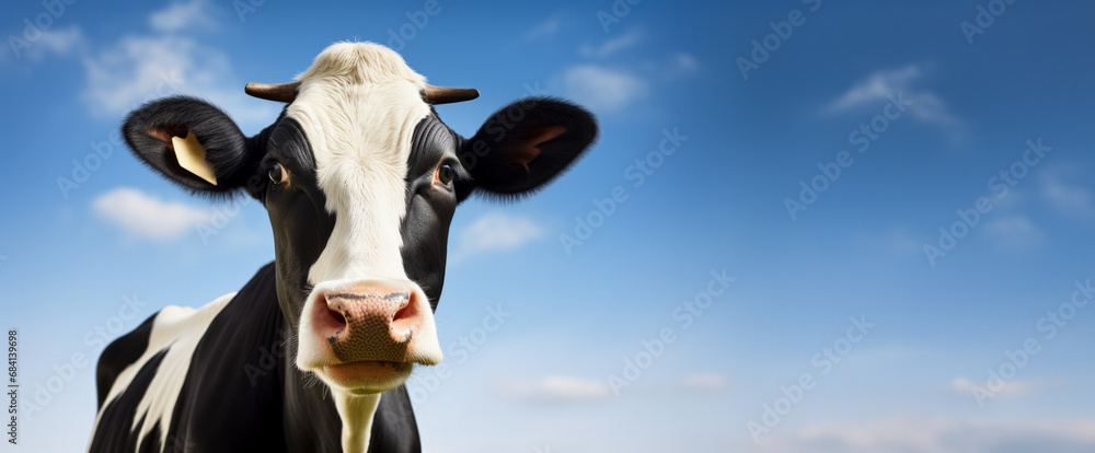 Holstein cow depicted in a detailed close-up portrait image 