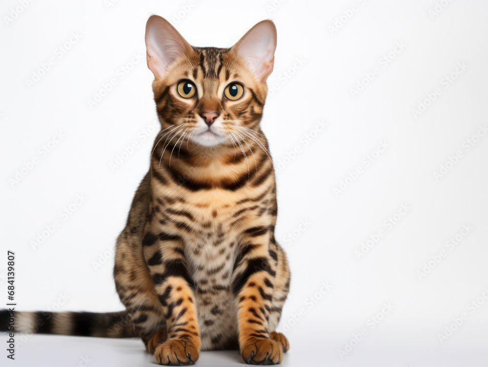 Fototapeta premium Bengal Cat Studio Shot Isolated on Clear Background