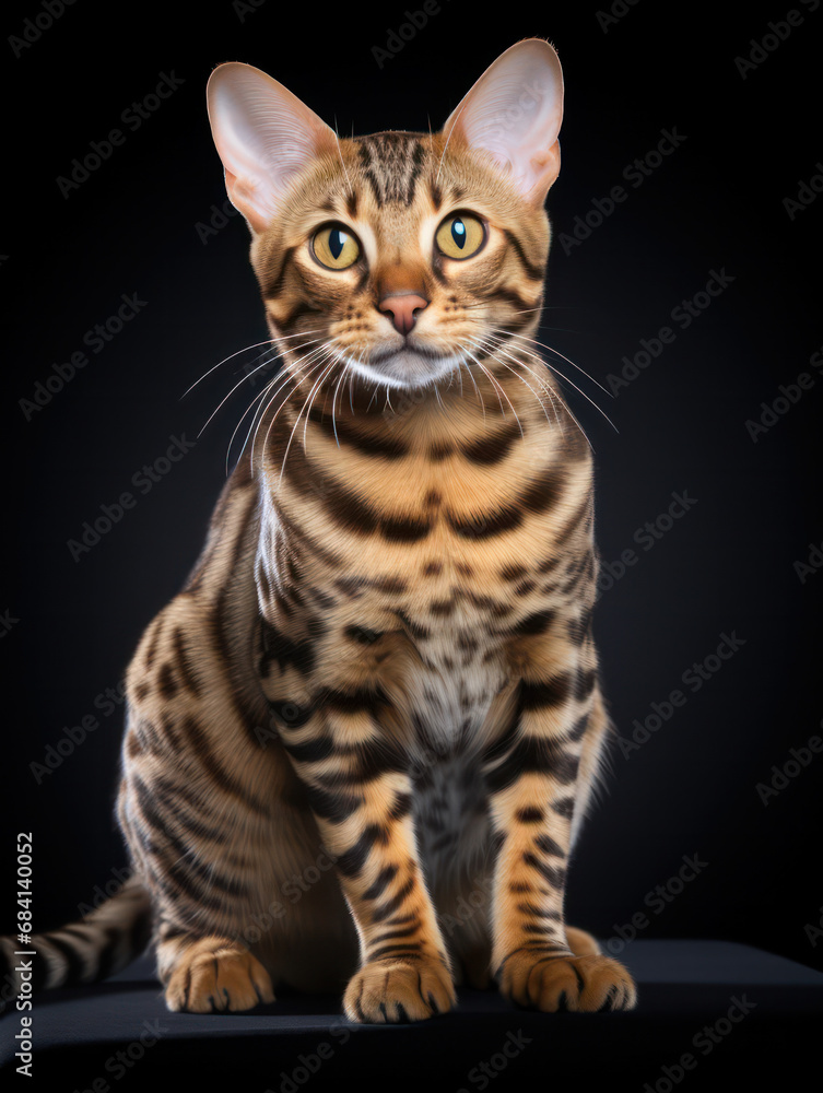 Bengal Cat Studio Shot Isolated on Clear Background