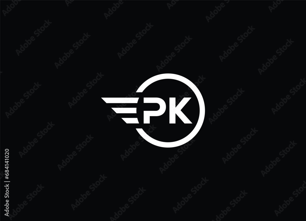 Creative Letters PK Logo Design Vector Template - obrazy, fototapety, plakaty 