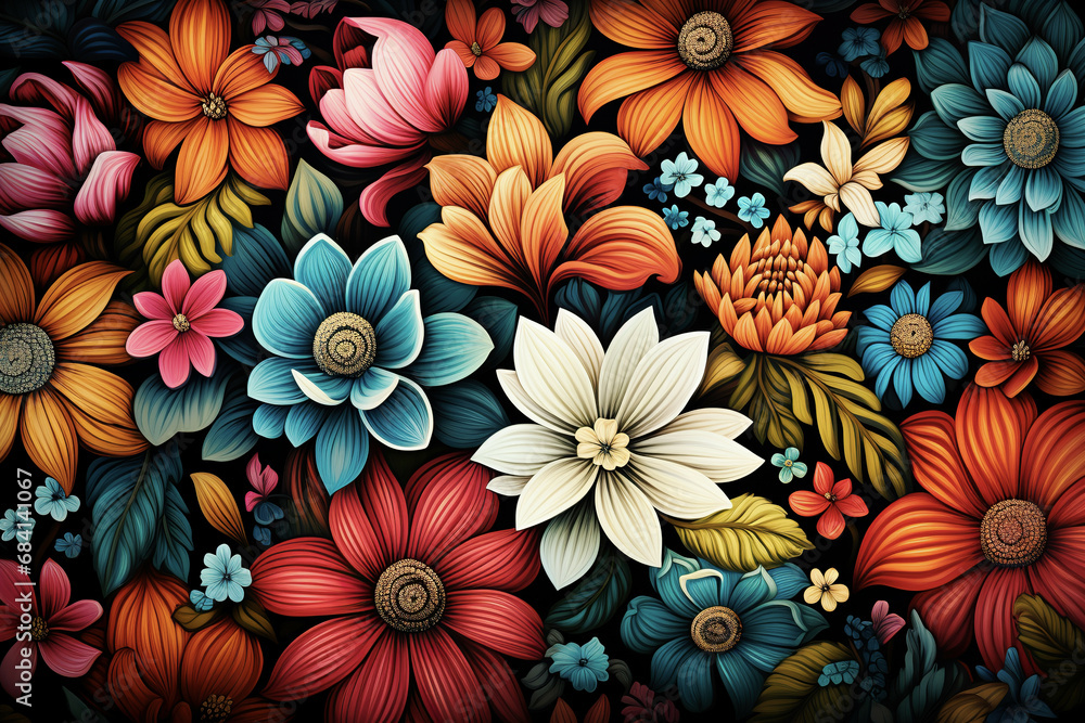 Naklejka premium Floral Background Floral Wallpaper Floral Image Flower Background Flower Image Flower Wallpaper Illustration 