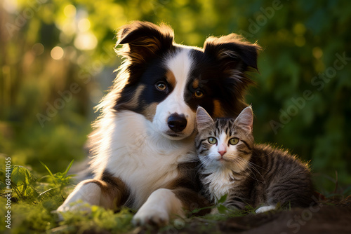 Tabby cat Border Collie companionboth cuddly playful family pets 