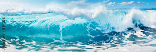 Waves crash against the shore with rhythmic oceanic pulses  photo