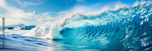 Waves crash against the shore with rhythmic oceanic pulses  photo