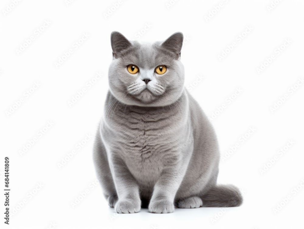 British Shorthair Cat Studio Shot Isolated on Clear Background