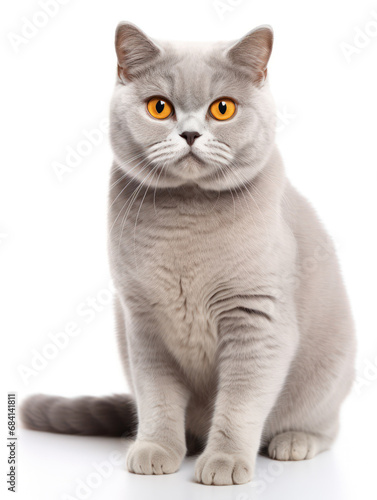 British Shorthair Cat Studio Shot Isolated on Clear Background