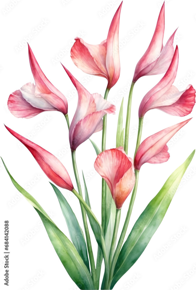 Obraz premium Watercolor paintings of Corncockle flowers. 