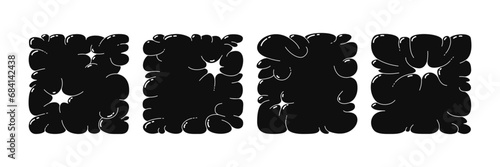 Bubble abstract shapes. Funky balloon organic elements icon sign in trendy retro y2k style.