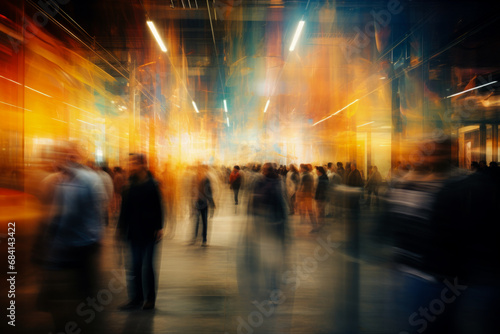 Blurred crowd image captures motion and anonymity in vibrant scene  © AI Petr Images