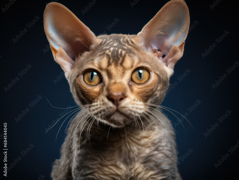 Devon Rex Cat Studio Shot Isolated on Clear Background Devon Rex Cat Studio Shot Isolated on Clear Background