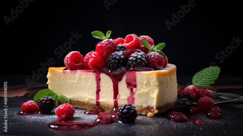 Food photograph for New York cheesecake with berry photo