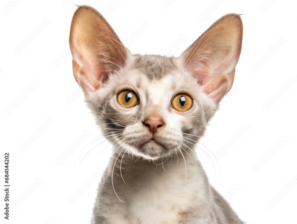 Obraz premium Devon Rex Cat Studio Shot Isolated on Clear Background